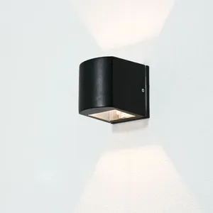 LICHT-ERLEBNISSE Außenleuchte Schwarz IP44 Aluminium Glas G9 Up Down Fassadenstrahler W... pas cher