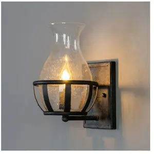 KOSILUM Applique Murale Noire avec Vase en Verre - Elerina pas cher