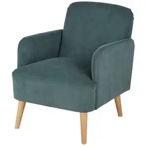 Maisons du Monde Fauteuil en velours côtelé vert et pieds en bois de hêtre pas cher