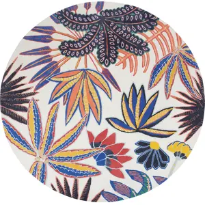 Maisons du Monde Tapis rond en laine tufté motif floral multicolore D250 pas cher