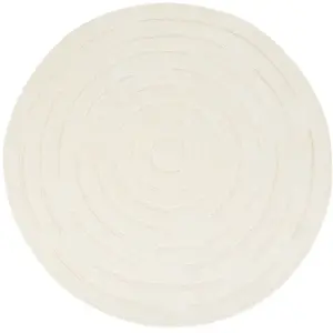 Maisons du Monde Tapis rond en laine tuftée et jute tressé blanc D200 pas cher