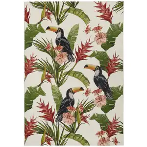 Maisons du Monde Tapis d'extérieur tissé jacquard motif tropical multicolore 160x230 pas cher