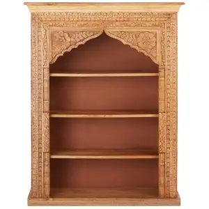 Maisons du Monde Etagère en bois de manguier gravé brun