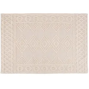 Maisons du Monde Tapis style berbère en laine et coton tissé en relief écru et gris 160x230 pas cher