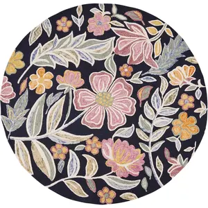 Maisons du Monde Tapis rond tufté motif floral multicolore D160
