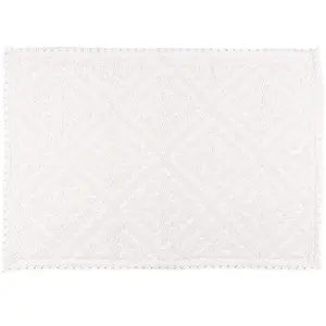 Maisons du Monde Tapis en coton recyclé motif en relief blanc 60x90 pas cher