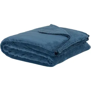 Maisons du Monde Plaid polaire en polyester recyclé bleu 150x230 pas cher
