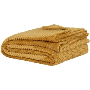 Maisons du Monde Plaid polaire jaune moutarde 150x230 pas cher