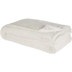 Maisons du Monde Plaid en polyester recyclé imitation fourrure écrue 230x250 pas cher
