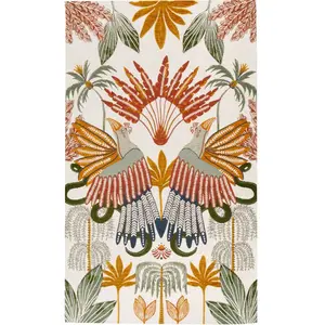 Maisons du Monde Tapis tissé jacquard motif oiseaux et végétal multicolore 90x150 pas cher
