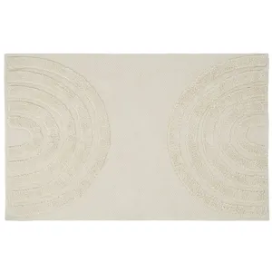 Maisons du Monde Tapis en coton bio tissé écru motifs graphiques tuftés 140x200 pas cher