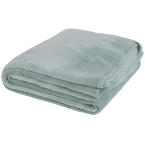 Maisons du Monde Plaid polaire polyester recyclé bleu céladon 150x230 pas cher