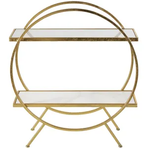 Maisons du Monde Etagère en métal doré et marbre blanc pas cher