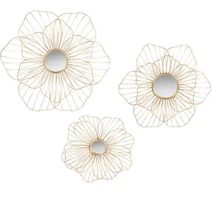 Maisons du Monde Miroirs fleurs en métal doré (x3) pas cher