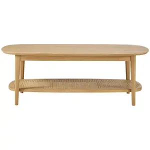 Maisons du Monde Table basse 2 plateaux en pin cannage en rotin pas cher