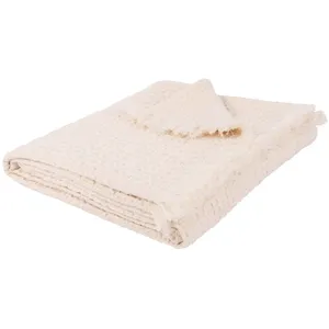 Maisons du Monde Plaid nid d'abeille en coton écru 160x210