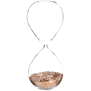 Glazen zandloper met pailletten H25 COPPER pas cher