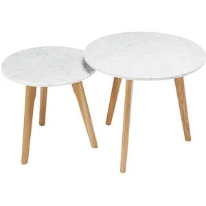 Maisons du Monde Tables gigognes en marbre et chêne pas cher