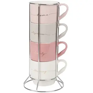 Maisons du Monde Support 4 tasses en céramique à motifs pas cher