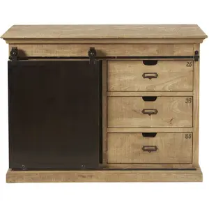 Maisons du Monde Buffet 1 porte 3 tiroirs en manguier massif pas cher