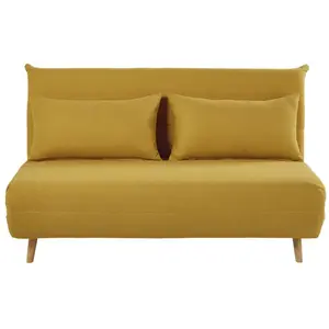 Maisons du Monde Canapé clic-clac 2 places jaune moutarde pas cher