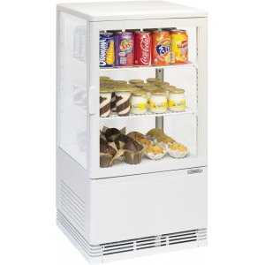 Comparateur de prix : Mini Vitrine Réfrigérée Positive à Poser Blanche 58 L - Casselin