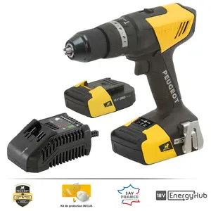 Peugeot Perceuse percussion 18 V - 2 batteries - 63 Nm - EnergyDrill-1... pas cher