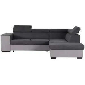Comparateur de prix : Canapé d'angle droit convertible + coffre 5 places - Tissu gris - L 27...