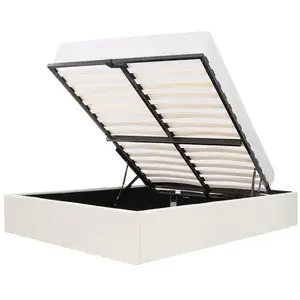 ECLIPSE Lit adulte 160x200 cm + Coffre de rangement - Tissu Beige