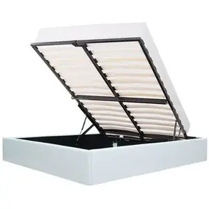ECLIPSE Lit adulte 140x190 cm avec Coffre de rangement - Simili Blanc
