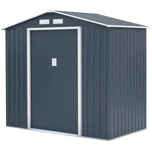 ARCHER Abri de jardin en métal 2,71 m² - 213 x 127 x 195 cm - Kit d'ancrage inclus - Gris