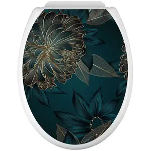 LUMALÉA Stickers Abattant Wc - Fleurs Tropicales - 35x43 Cm - Adhésif Brillant