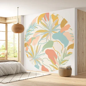 Lumalea Papier peint rond / cercle - Motif tropical 3617689734293 - Diamètre 260 cm en 4 Parties pas cher