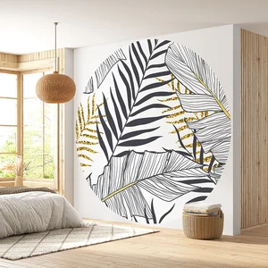 Lumalea Papier peint rond / cercle - Motif botanique 3617689745831 - Diamètre 195 cm en 3 Parties pas cher