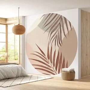 Lumalea Papier peint rond / cercle - Motif botanique 3617689741765 - Diamètre 240 cm en 4 Parties pas cher