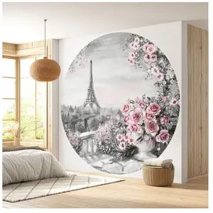 Lumalea Papier peint rond / cercle - Paris Tour Eiffel 3617689741147 - Diamètre 30 cm pas cher
