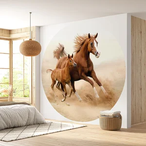 Comparateur de prix : Lumalea Papier peint rond / cercle - Chevaux 3617689758527 - Diamètre 100 cm