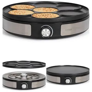 Comparateur de prix : Livoo Crêpière INOX 2 en 1 33cm anti-adhésif 1500W Noire Plaque compat...