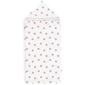 Petit Bateau - Cape de Bain Coeurs Ecru taille unique pas cher