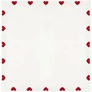 Petit Bateau - Couverture Maille Coeurs Coton Bio Ecru taille unique pas cher