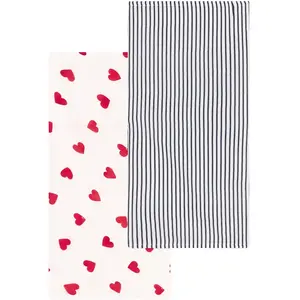 Petit Bateau - Lot 2 Langes Coeurs Blanc taille unique