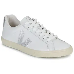 Veja Fair Trade - Chaussures en cuir - Esplar Logo Extra White Silver pour Femme en Coton - Taille 38 - Blanc pas cher