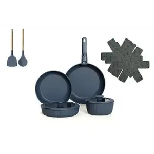 Batterie de cuisine Céramique 12 pièces Bleu CARREFOUR HOME pas cher