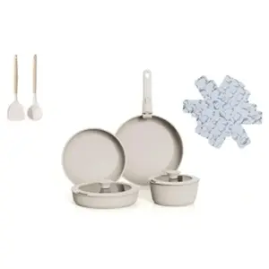 Batterie de cuisine  Céramique 12 pièces Beige CARREFOUR HOME pas cher