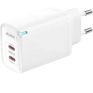 Akashi Chargeur Secteur Double USB-C GaN 45W pas cher