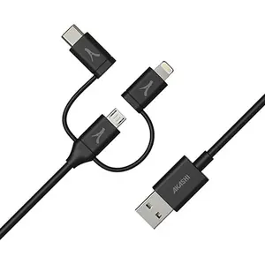 Akashi Câble Eco 3-en-1 USB-A vers USB-C - Lightning - micro USB - 1 m pas cher