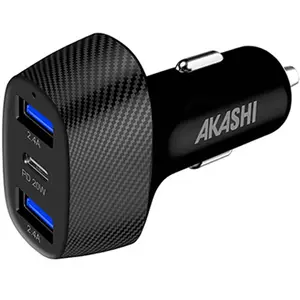 Comparateur de prix : Chargeur Voiture 37W avec Deux USB 3.0 + 1x USB-C Power Delivery Akashi Noir