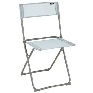 Chaise de jardin pliante Lafuma NATURA en polyester et acier - Coloris bleu ciel - Hauteur 85 cm pas cher
