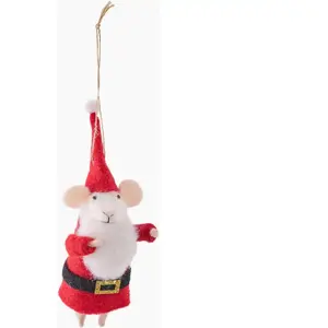 MONOPRIX Ornement souris Père-Noël, H12cm, en tissu pas cher