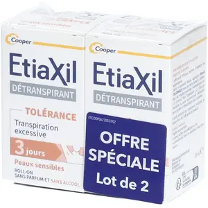 Comparateur de prix : Etiaxil Détranspirant Tolérance Peaux Sensibles Roll-On 2x15ml